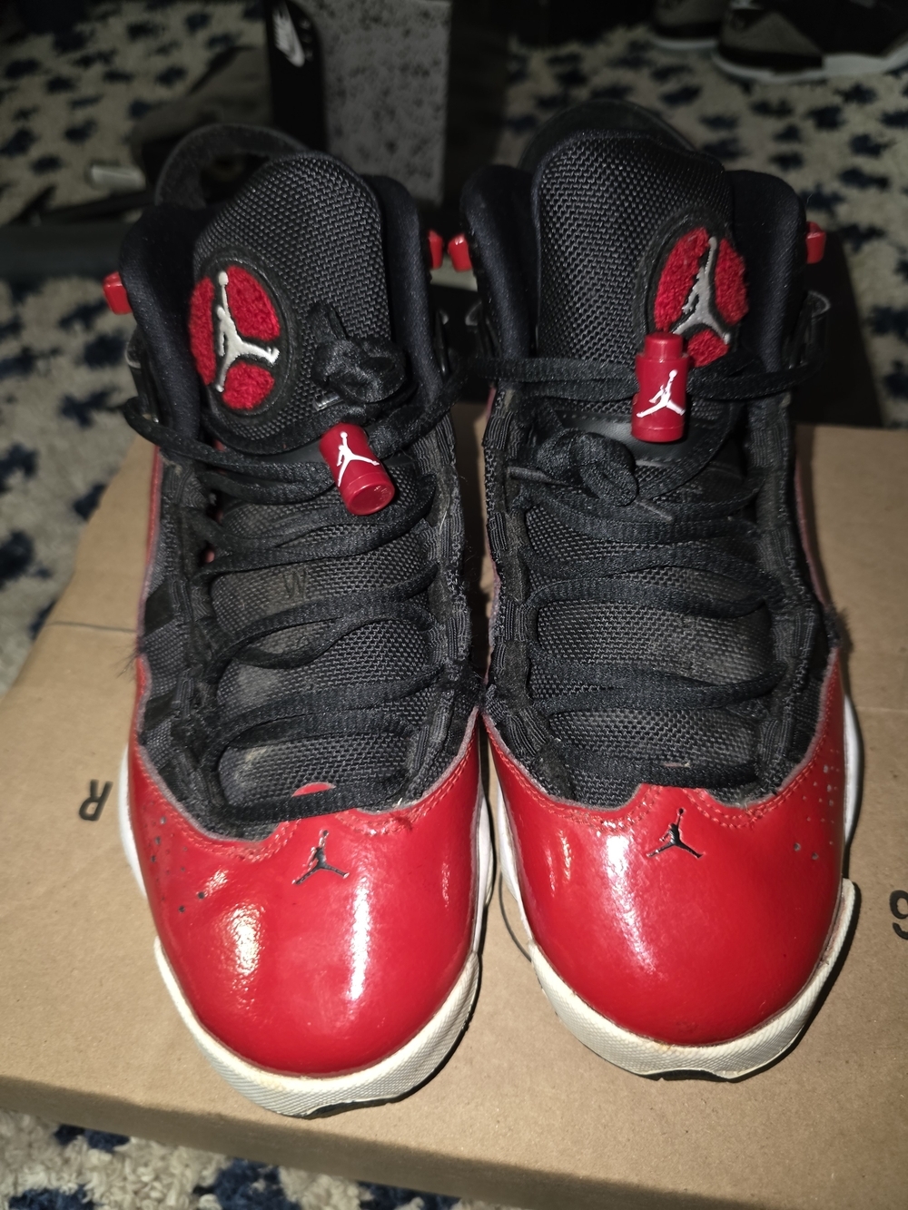Jordan Kids Red and Black Basketball Sneakers